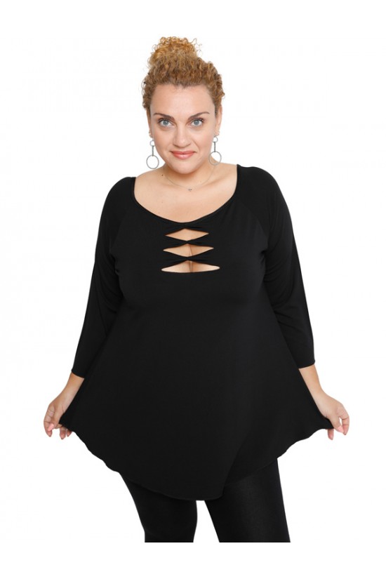 B19-246 Μπλούζα ίσια - Μαύρο B19-246 Μπλούζα ίσια - Μαύρο