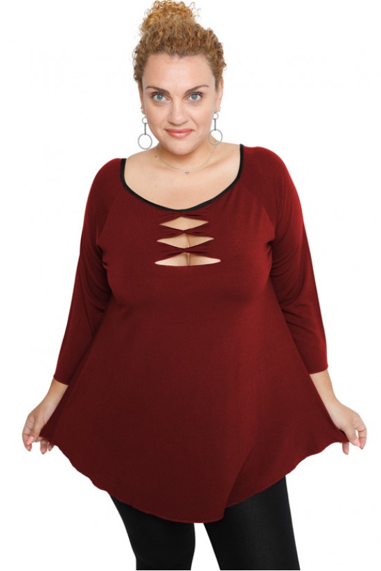 B19-246 Μπλούζα ίσια - Μπορντώ