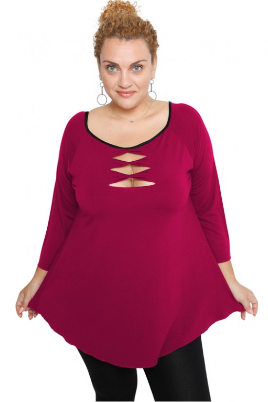 B19-246 Μπλούζα ίσια - Φούξια