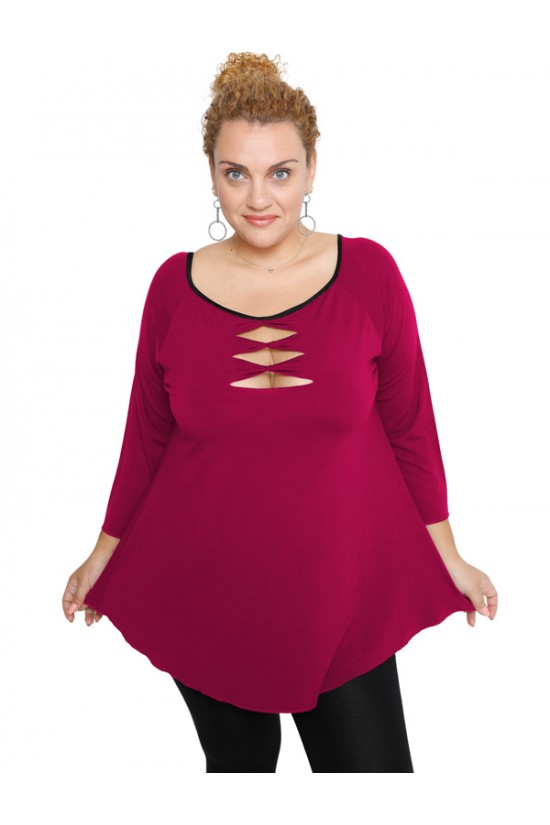 B19-246 Μπλούζα ίσια - Φούξια