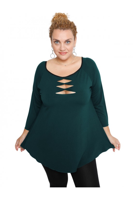 B19-246 Μπλούζα ίσια - Πετρόλ B19-246 Μπλούζα ίσια - Πετρόλ