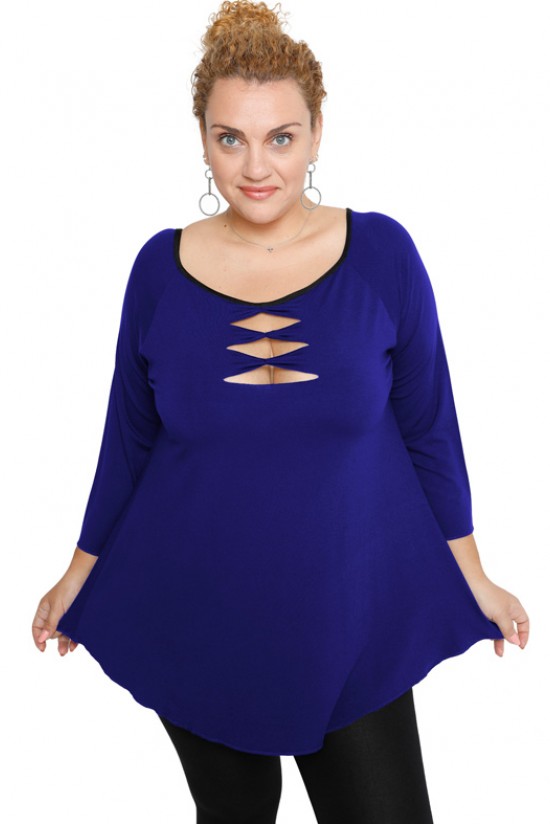 B19-246 Μπλούζα ίσια - Μπλε Ρουά