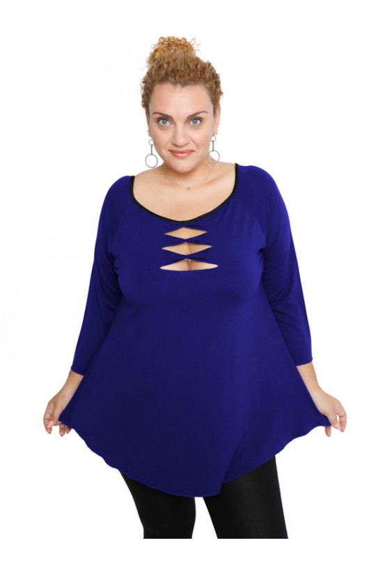 B19-246 Μπλούζα ίσια - Μπλε Ρουά