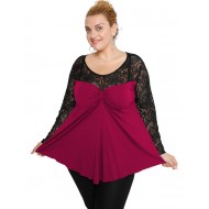 B19-253D Alpha blouse with lace - Fuchsia