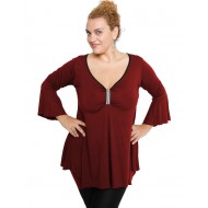 B19-255 Μπλούζα άλφα με δέσιμο στο στήθος - Μπορντώ