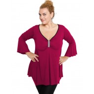 B19-255 Μπλούζα άλφα με δέσιμο στο στήθος - Φούξια