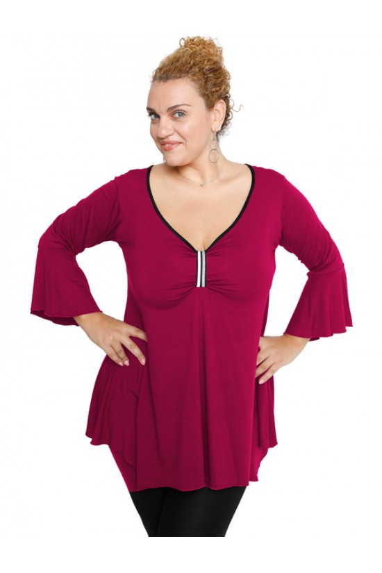 B19-255 Μπλούζα άλφα με δέσιμο στο στήθος - Φούξια