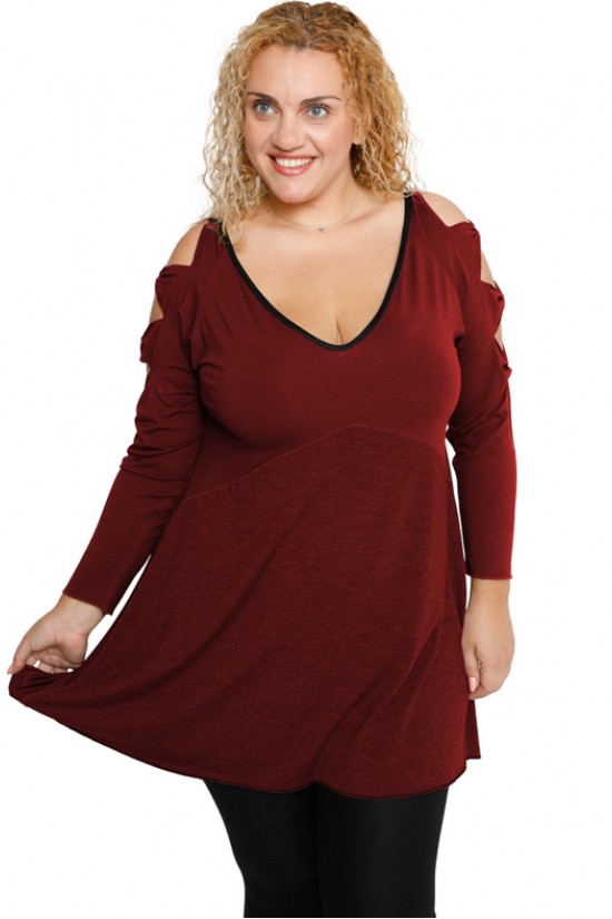 B19-281 Μπλούζα εβαζέ - Μπορντώ
