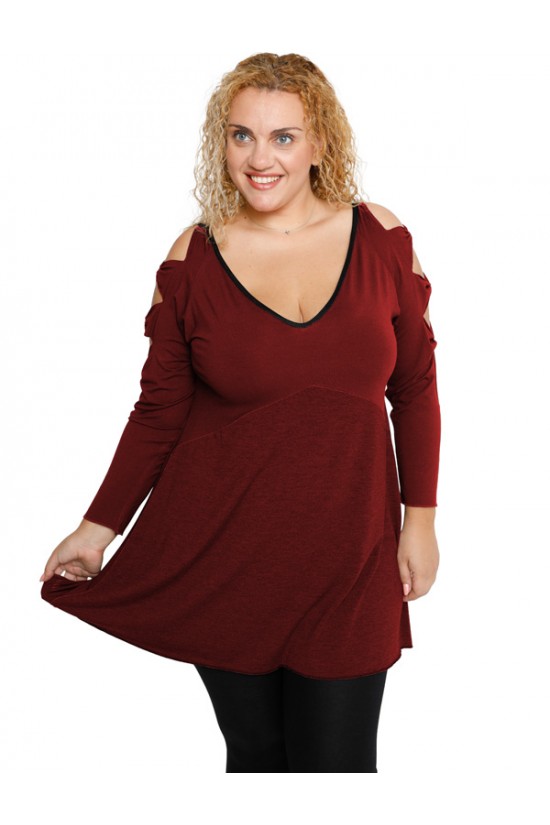 B19-281 Μπλούζα εβαζέ - Μπορντώ B19-281 Μπλούζα εβαζέ - Μπορντώ