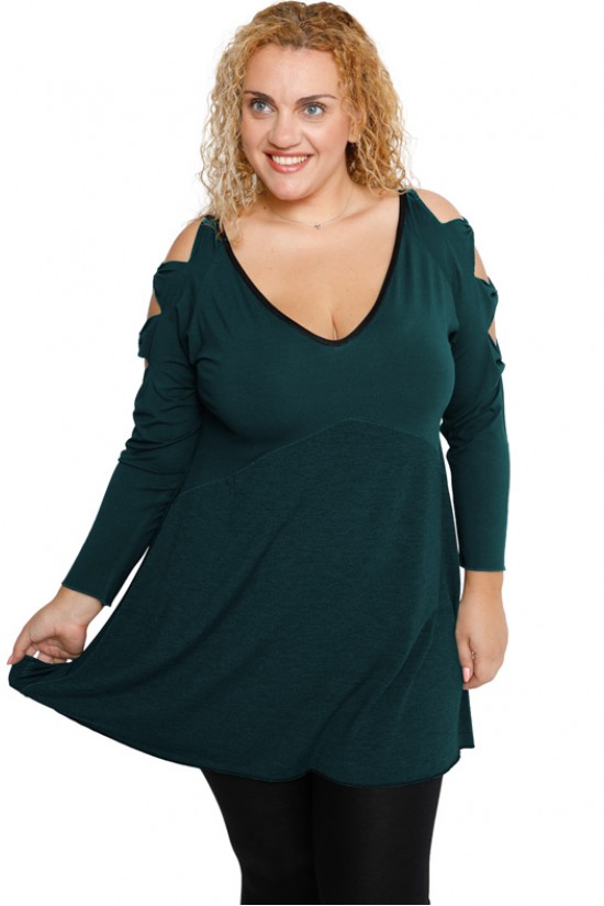 B19-281 Μπλούζα εβαζέ - Πετρόλ