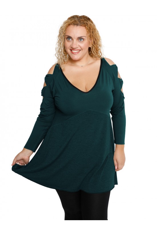 B19-281 Μπλούζα εβαζέ - Πετρόλ B19-281 Μπλούζα εβαζέ - Πετρόλ