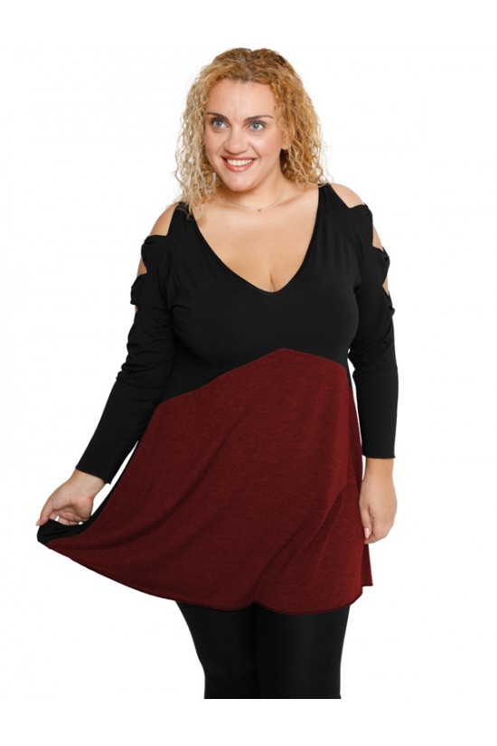 B19-281B Μπλούζα εβαζέ - Μπορντώ