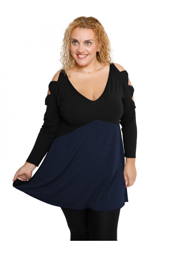 B19-281B Μπλούζα εβαζέ - Μπλε Μαρέν