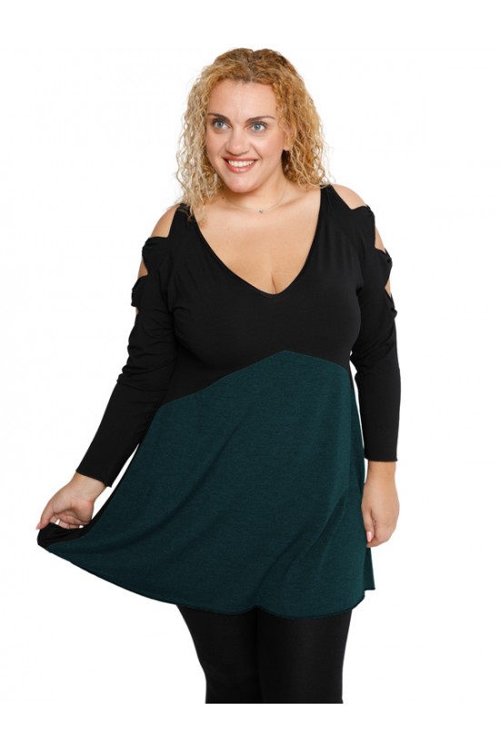 B19-281B Μπλούζα εβαζέ - Πετρόλ B19-281B Μπλούζα εβαζέ - Πετρόλ