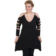 B19-282 Μπλουζοφόρεμα εβαζέ - Μαύρο