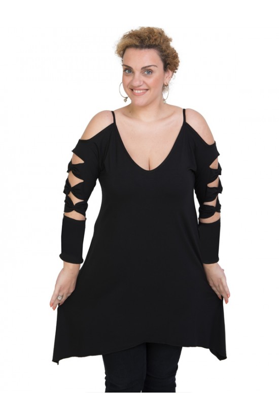 B19-282 Μπλουζοφόρεμα εβαζέ - Μαύρο B19-282 Μπλουζοφόρεμα εβαζέ - Μαύρο