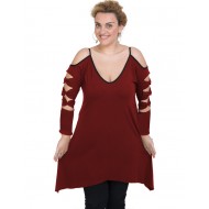 B19-282 Μπλουζοφόρεμα εβαζέ - Μπορντώ