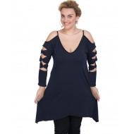 B19-282 Μπλουζοφόρεμα εβαζέ - Μπλε Μαρέν