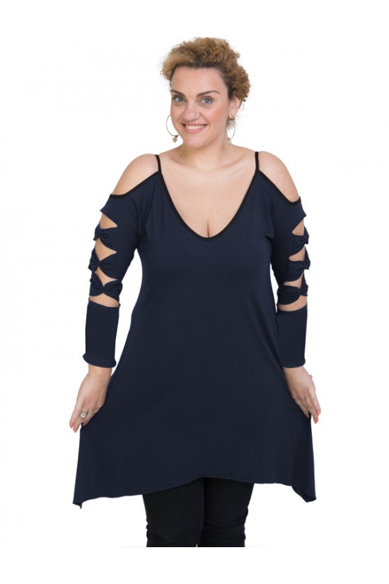 B19-282 Μπλουζοφόρεμα εβαζέ - Μπλε Μαρέν B19-282 Μπλουζοφόρεμα εβαζέ - Μπλε Μαρέν