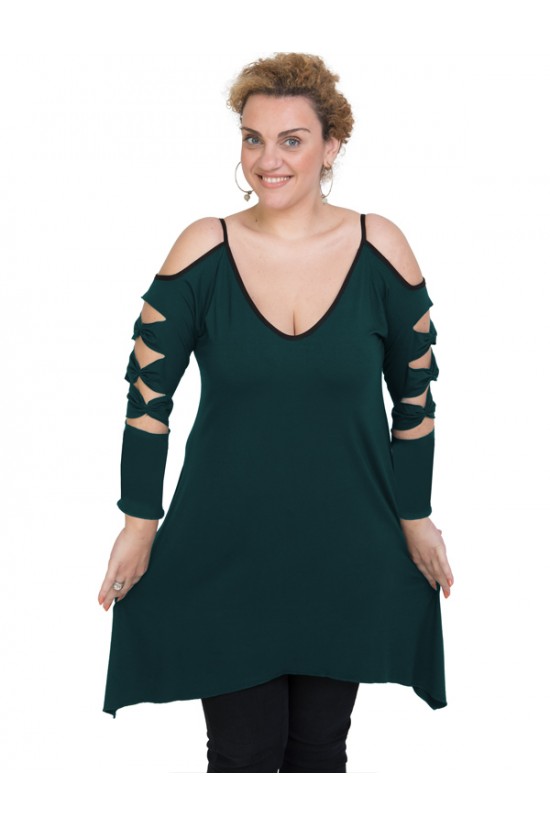 B19-282 Μπλουζοφόρεμα εβαζέ - Πετρόλ B19-282 Μπλουζοφόρεμα εβαζέ - Πετρόλ