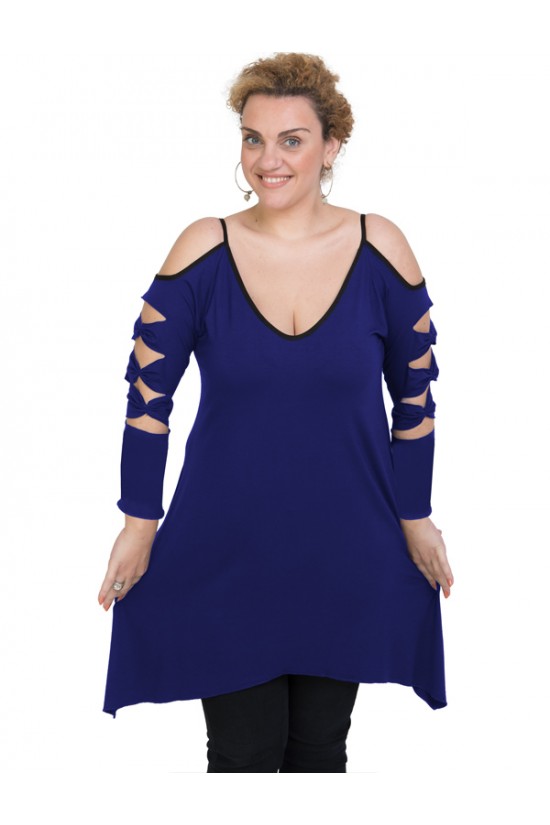 B19-282 Μπλουζοφόρεμα εβαζέ - Μπλε Ρουά B19-282 Μπλουζοφόρεμα εβαζέ - Μπλε Ρουά