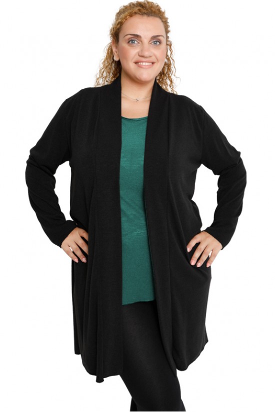 B19-342 Ζακέτα κλασική μακριά - Μαύρο B19-342 Ζακέτα κλασική μακριά - Μαύρο