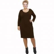 B21-100V Φόρεμα ίσιο - Καφέ