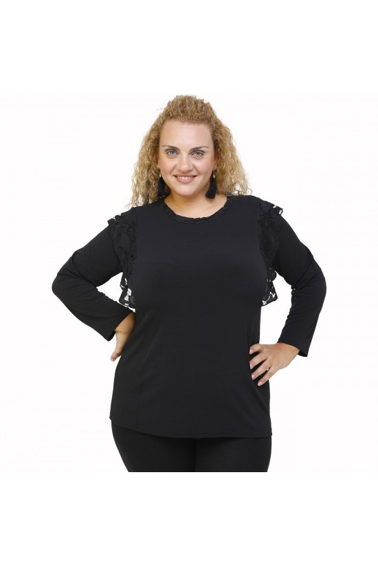 B21-108ZD Μπλούζα ίσια κομποζέ με φτερά