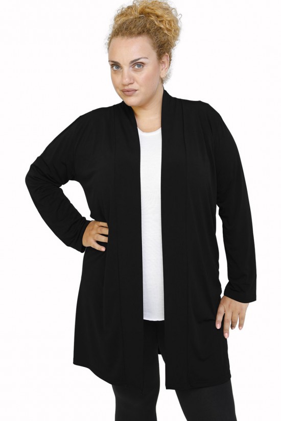 B21-142 Ζακέτα κλασική μακριά - Μαύρο B21-142 Ζακέτα κλασική μακριά - Μαύρο