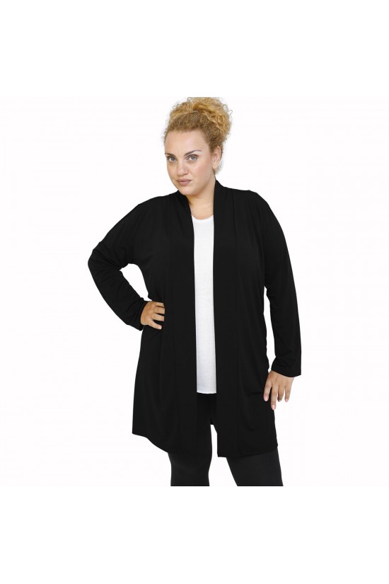 B21-142 Ζακέτα κλασική μακριά - Μαύρο B21-142 Ζακέτα κλασική μακριά - Μαύρο