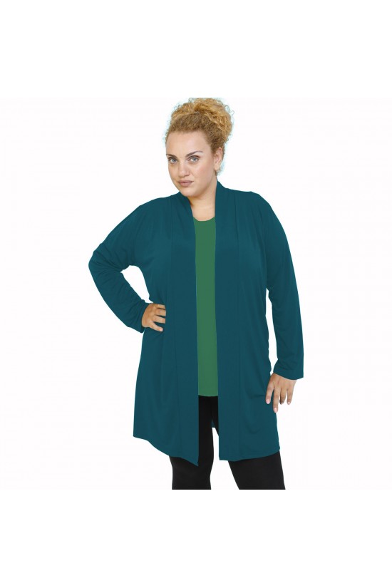 B21-142 Ζακέτα κλασική μακριά - Πετρόλ