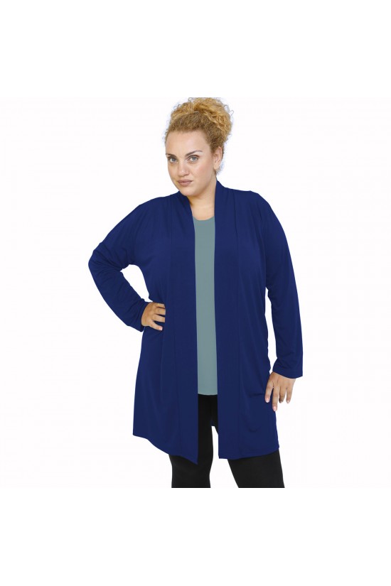 B21-142 Ζακέτα κλασική μακριά - Μπλε Ρουά