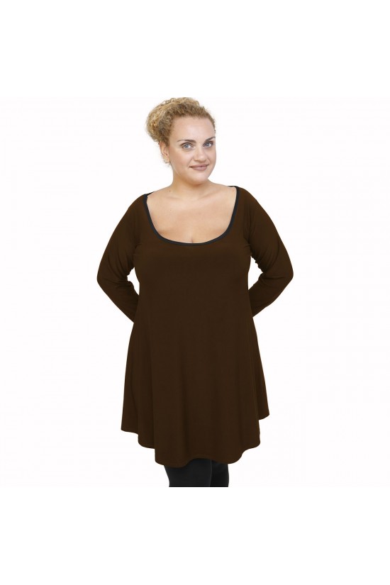 B21-176 Μπλουζοφόρεμα - Καφέ