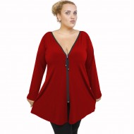 B21-176F Μπλουζοφόρεμα με φερμουάρ - Μπορντώ