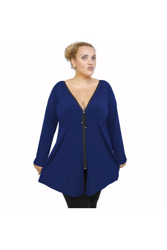 B21-176F Μπλουζοφόρεμα με φερμουάρ - Μπλε Ρουά