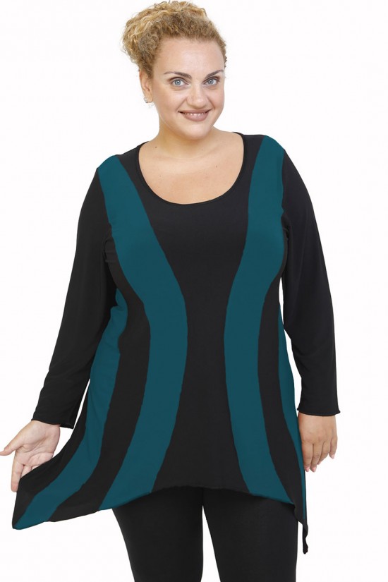 B21-191 Μπλουζοφόρεμα κομποζέ - Πετρόλ