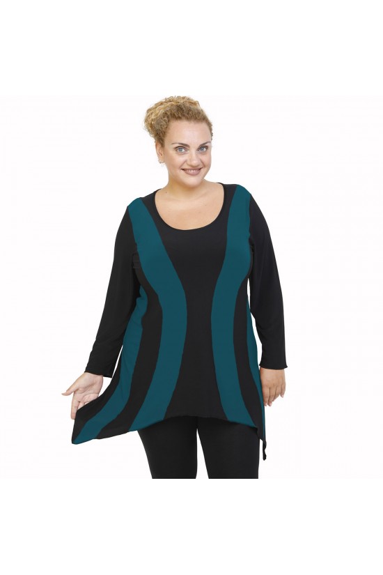 B21-191 Μπλουζοφόρεμα κομποζέ - Πετρόλ