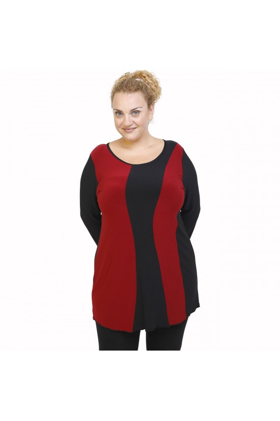 B21-194 Μπλούζα ίσια κομποζέ - Μπορντώ B21-194 Μπλούζα ίσια κομποζέ - Μπορντώ