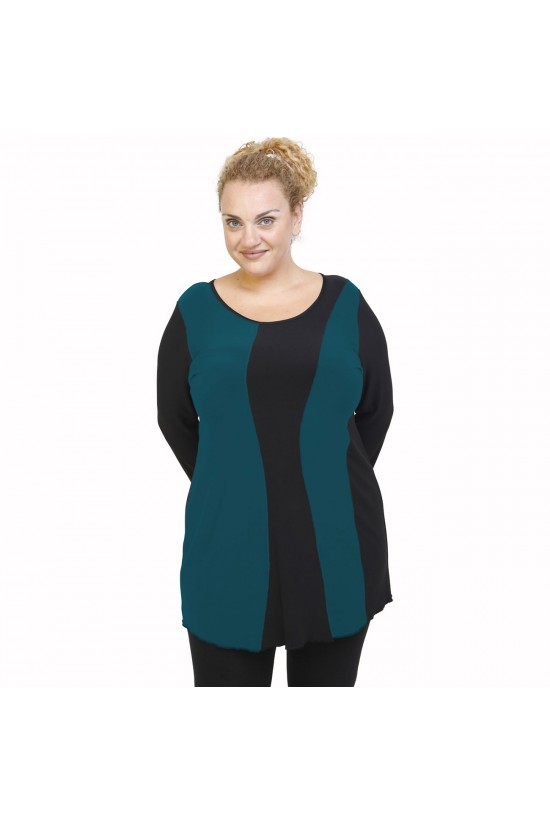 B21-194 Μπλούζα ίσια κομποζέ - Πετρόλ B21-194 Μπλούζα ίσια κομποζέ - Πετρόλ