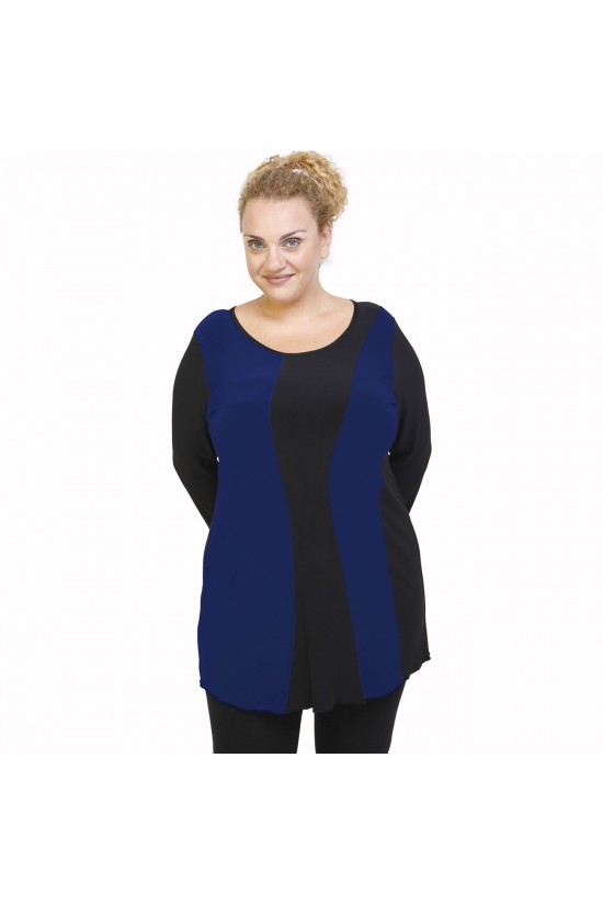 B21-194 Μπλούζα ίσια κομποζέ - Μπλε Ρουά B21-194 Μπλούζα ίσια κομποζέ - Μπλε Ρουά