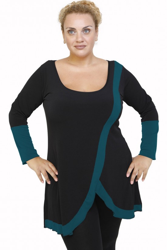 B21-197 Μπλουζοφόρεμα κομποζέ - Πετρόλ