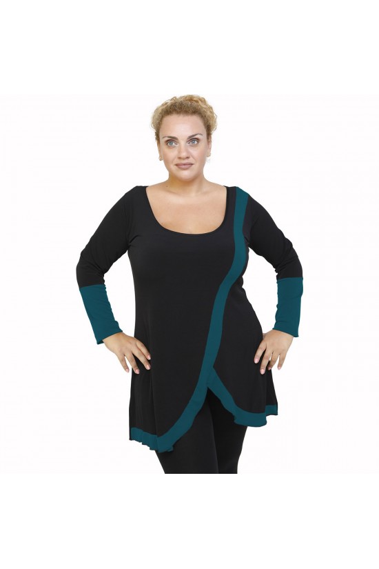 B21-197 Μπλουζοφόρεμα κομποζέ - Πετρόλ