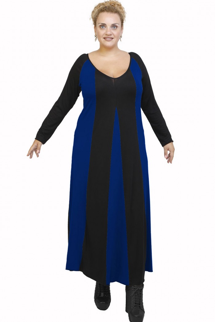 B21-296 Φόρεμα μακρύ κομποζέ - Μπλε Ρουά