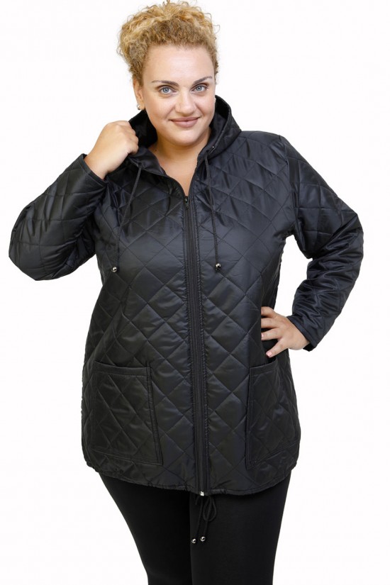 B21-6629K Μπουφάν με φερμουάρ και κουκούλα  - Μαύρο B21-6629K Μπουφάν με φερμουάρ και κουκούλα  - Μαύρο