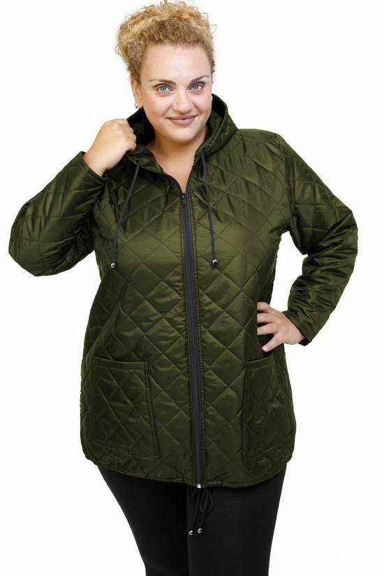 B21-6629K Μπουφάν με φερμουάρ και κουκούλα  - Κυπαρισσί B21-6629K Μπουφάν με φερμουάρ και κουκούλα  - Κυπαρισσί