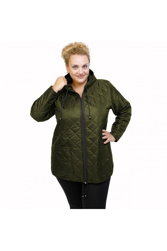 B21-6629K Μπουφάν με φερμουάρ και κουκούλα  - Κυπαρισσί B21-6629K Μπουφάν με φερμουάρ και κουκούλα  - Κυπαρισσί