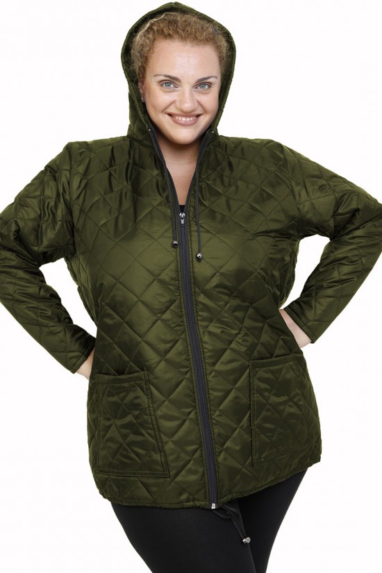 B21-6629K Μπουφάν με φερμουάρ και κουκούλα  - Κυπαρισσί B21-6629K Μπουφάν με φερμουάρ και κουκούλα  - Κυπαρισσί