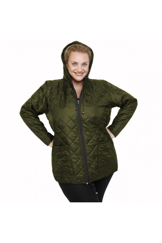 B21-6629K Μπουφάν με φερμουάρ και κουκούλα  - Κυπαρισσί B21-6629K Μπουφάν με φερμουάρ και κουκούλα  - Κυπαρισσί