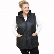 B21-6629A Sleeveless jacket with zipper and hood - Black