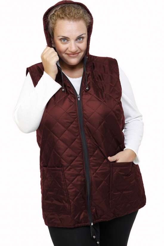 B21-6629AK Αμάνικο μπουφάν με φερμουάρ και κουκούλα  -Μπορτώ B21-6629AK Αμάνικο μπουφάν με φερμουάρ και κουκούλα  -Μπορτώ